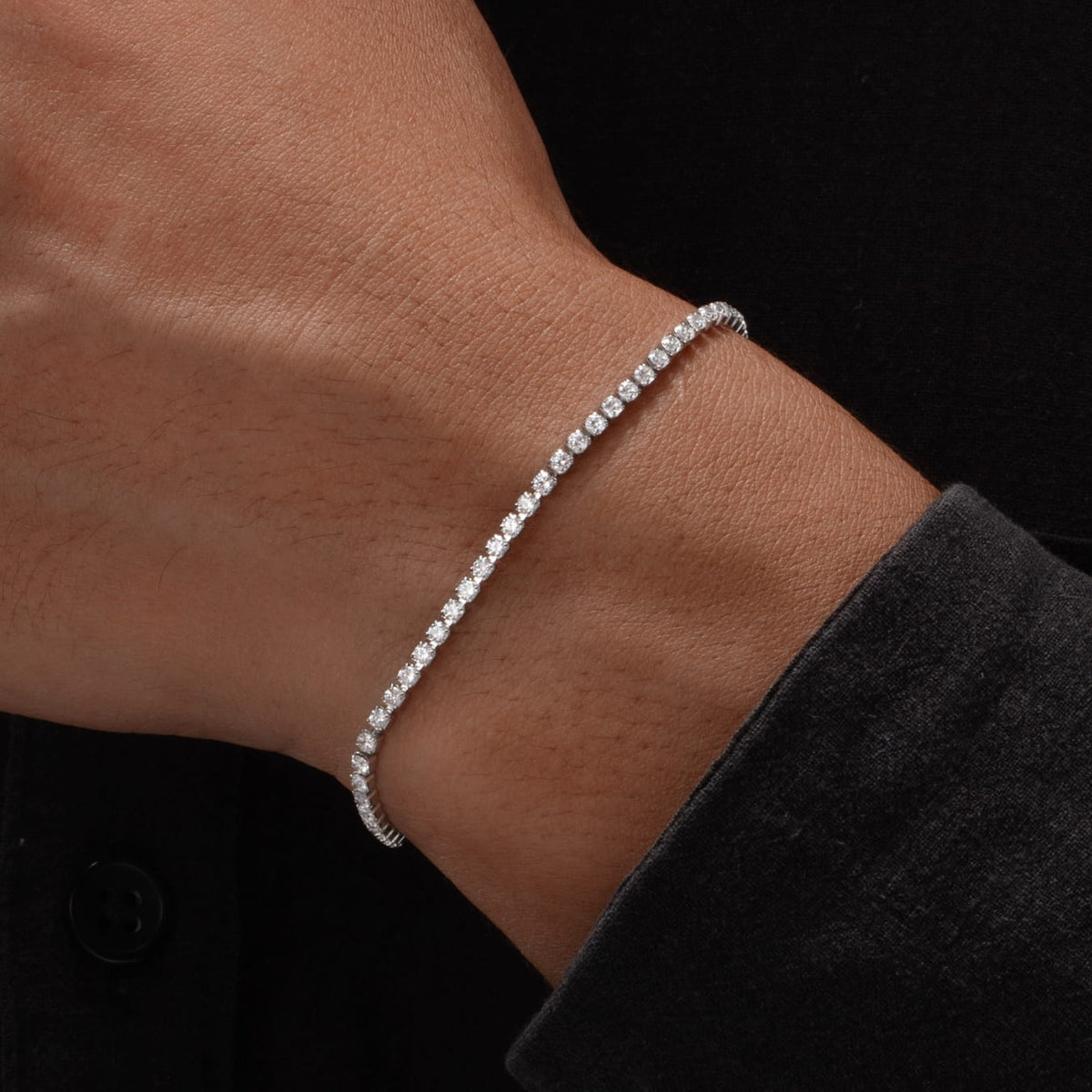 Minimal Tennis Bracelet - sleek silver tennis bracelet adorned