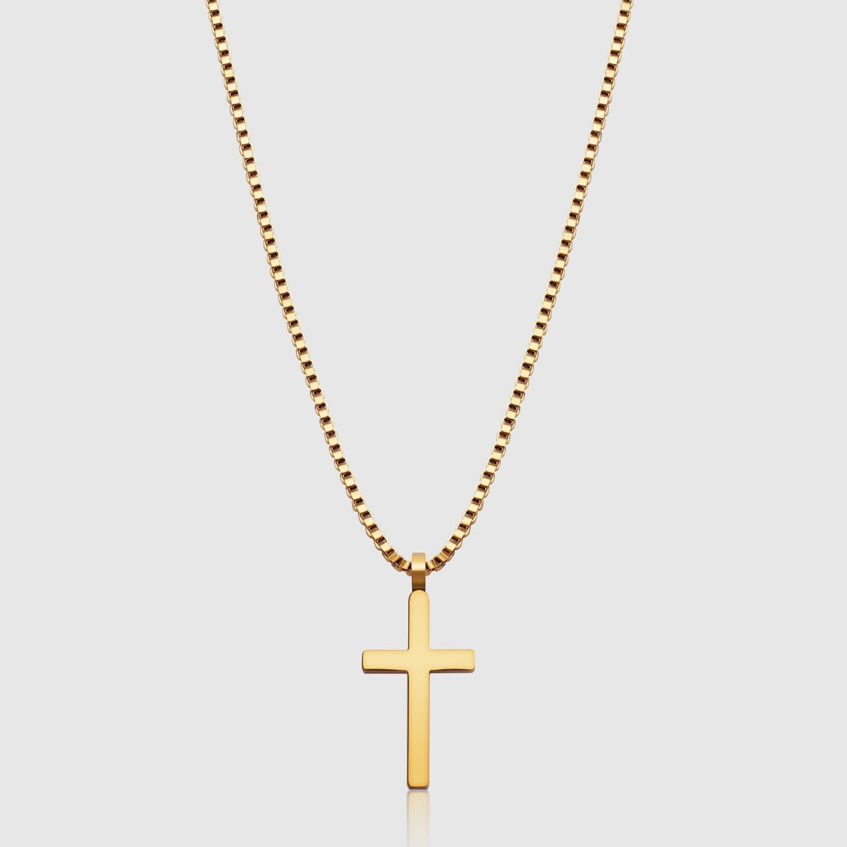 Classic Cross & Box Chain - gold-toned cross pendant box chain