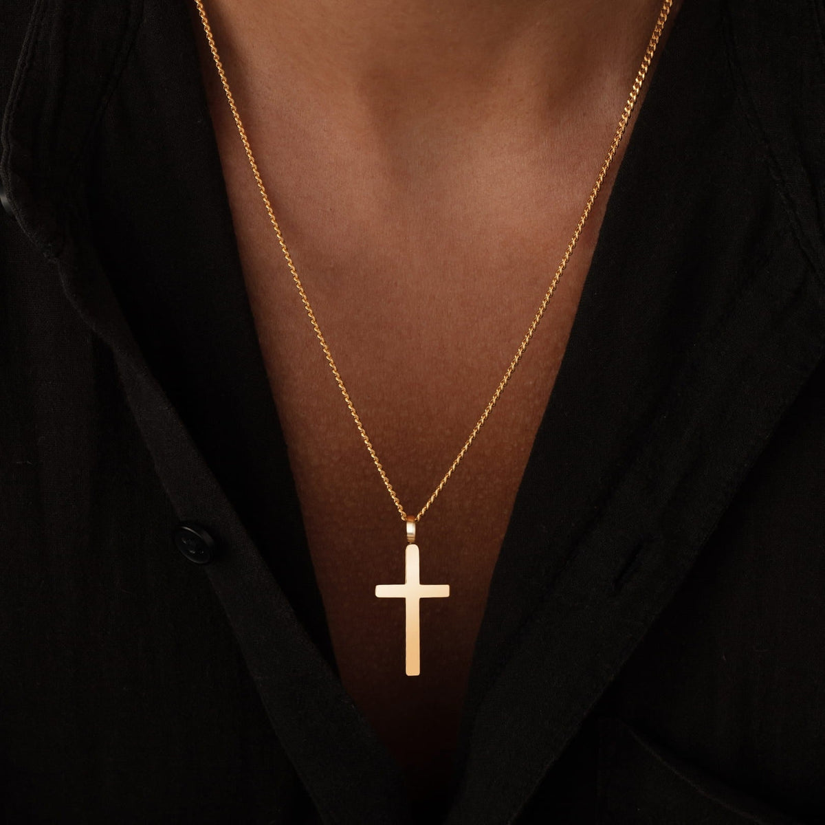 Classic Cross & Curb Chain - gold-toned minimalist cross pendant delicate