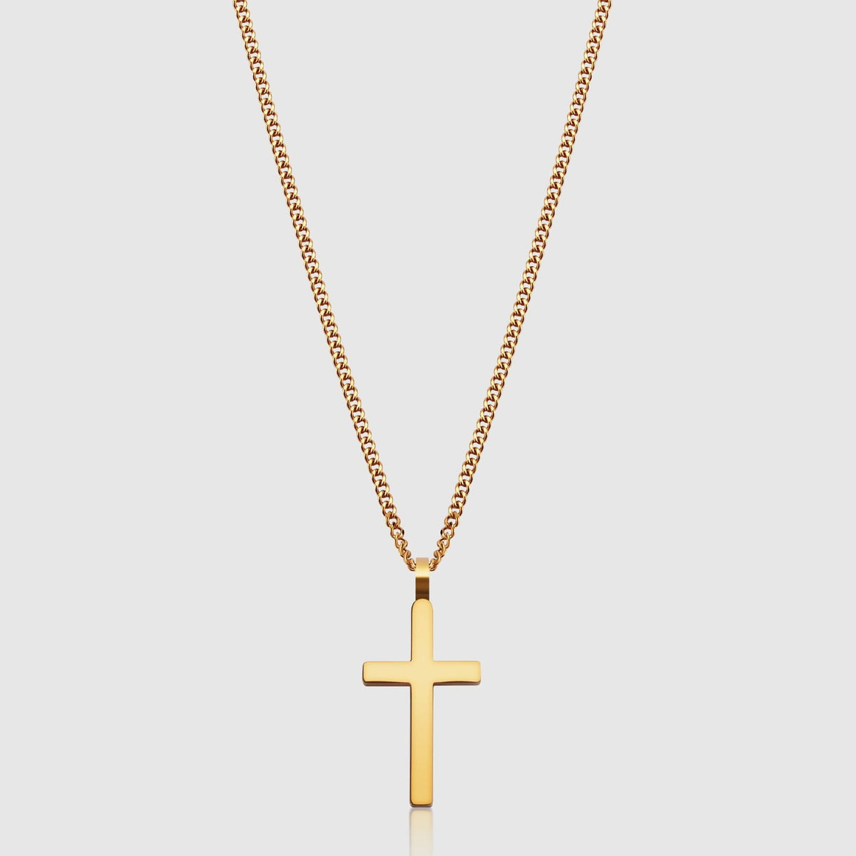 Classic Cross & Curb Chain - gold-toned cross pendant gold chain