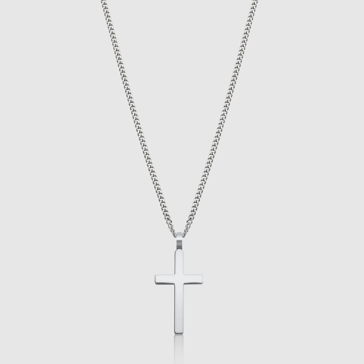 Classic Cross & Curb Chain - silver cross pendant chain