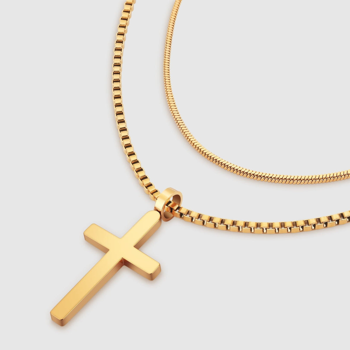 Classic Cross Necklace Duo - Gold - gold-toned cross pendant gold chain