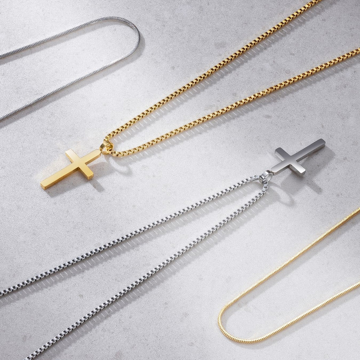 Classic Cross Necklace Duo - gold-toned cross pendant necklace sleek