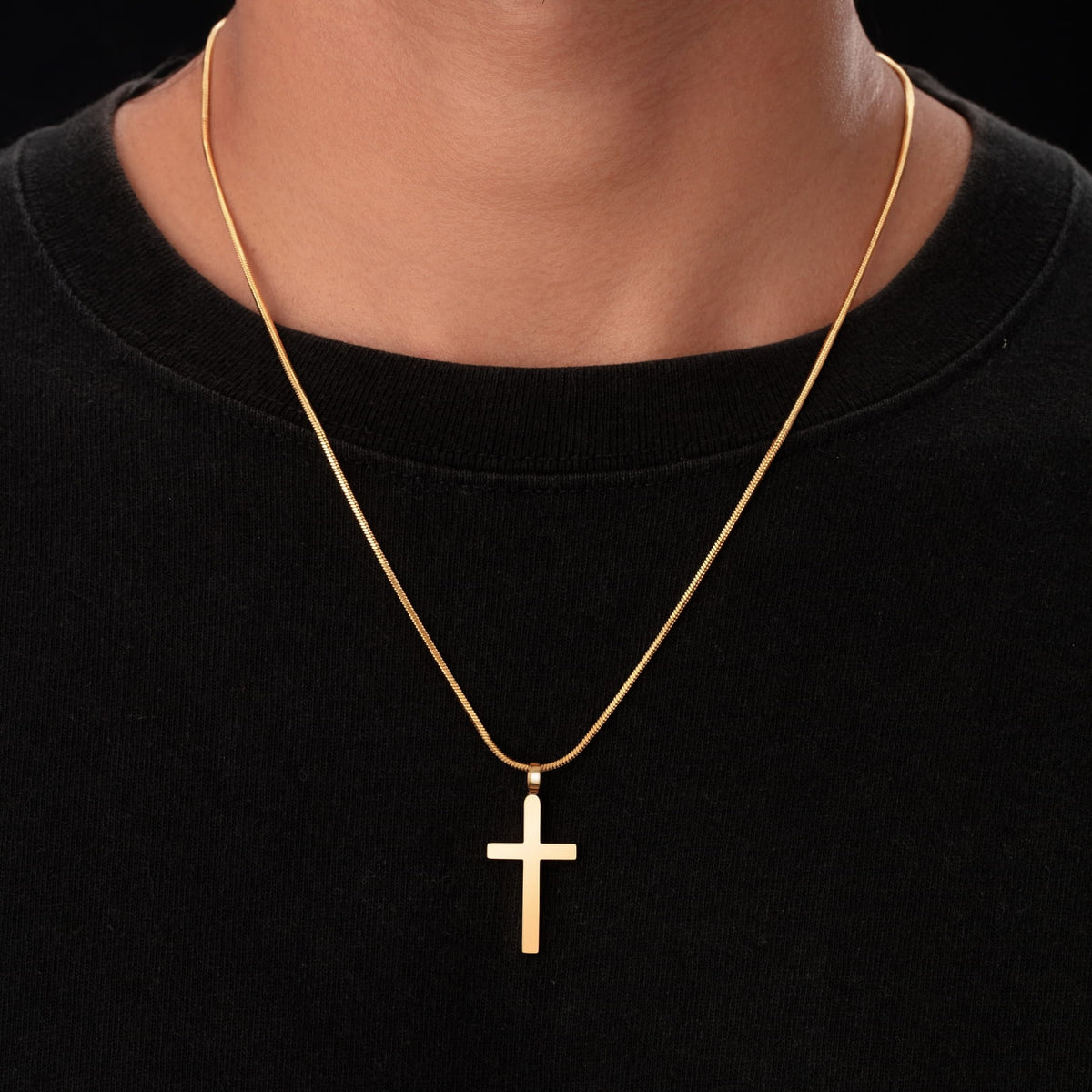 Classic Cross & Square Chain - gold-colored snake chain necklace simple