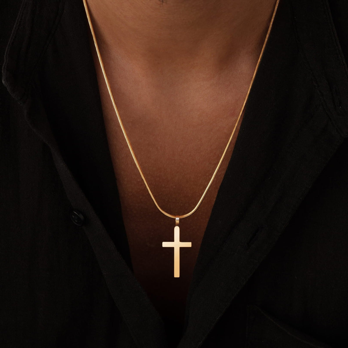 Classic Cross & Square Chain - gold-toned cross pendant chain