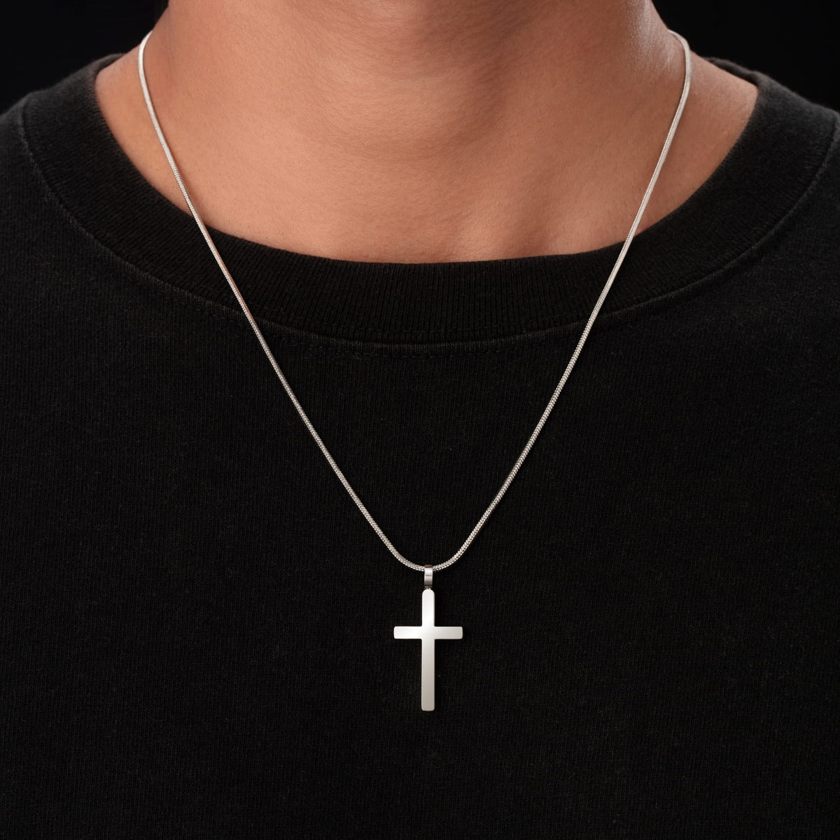 Classic Cross & Square Chain - silver cross pendant delicate chain