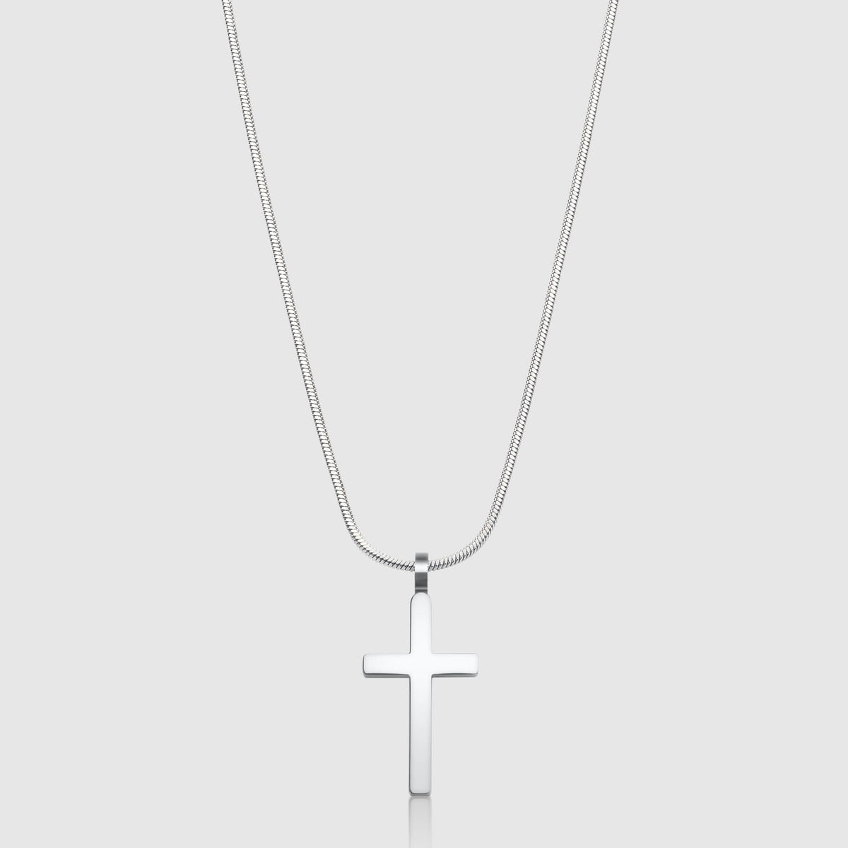 Classic Cross & Square Chain - silver cross pendant snake chain