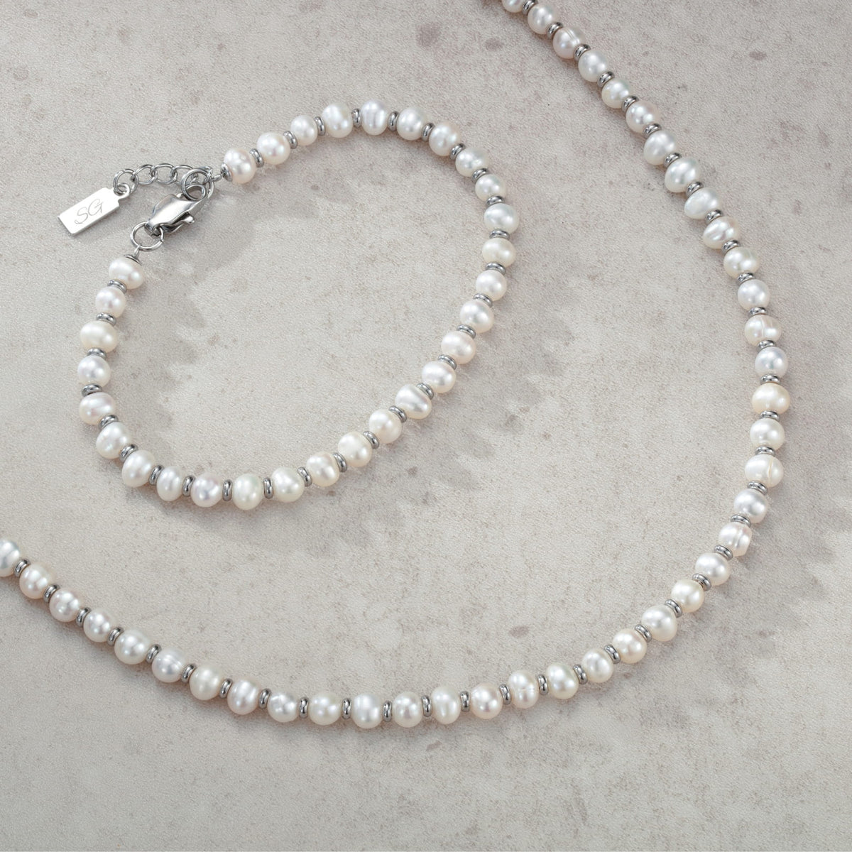Classic Pearl Set - delicate white pearl necklace bracelet