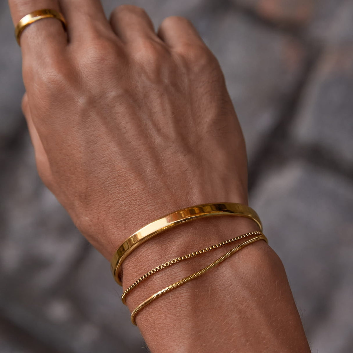 Classic Unisize Cuff - gold-toned bangle bracelet sleek polished