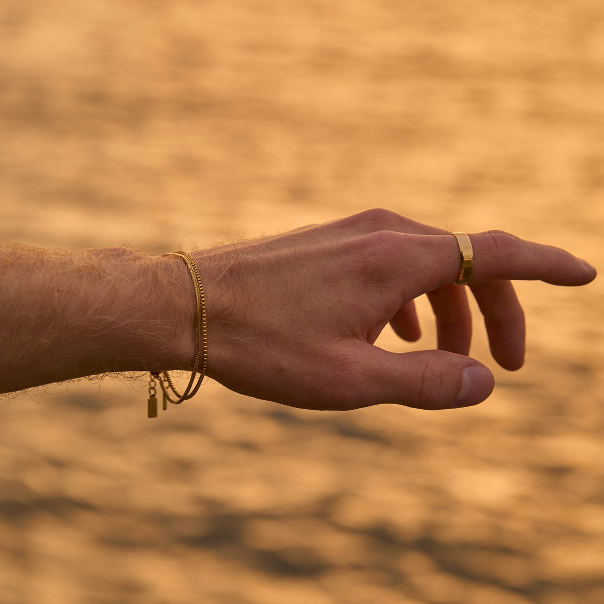 Classic Unisize Ring - delicate gold chain bracelet tag