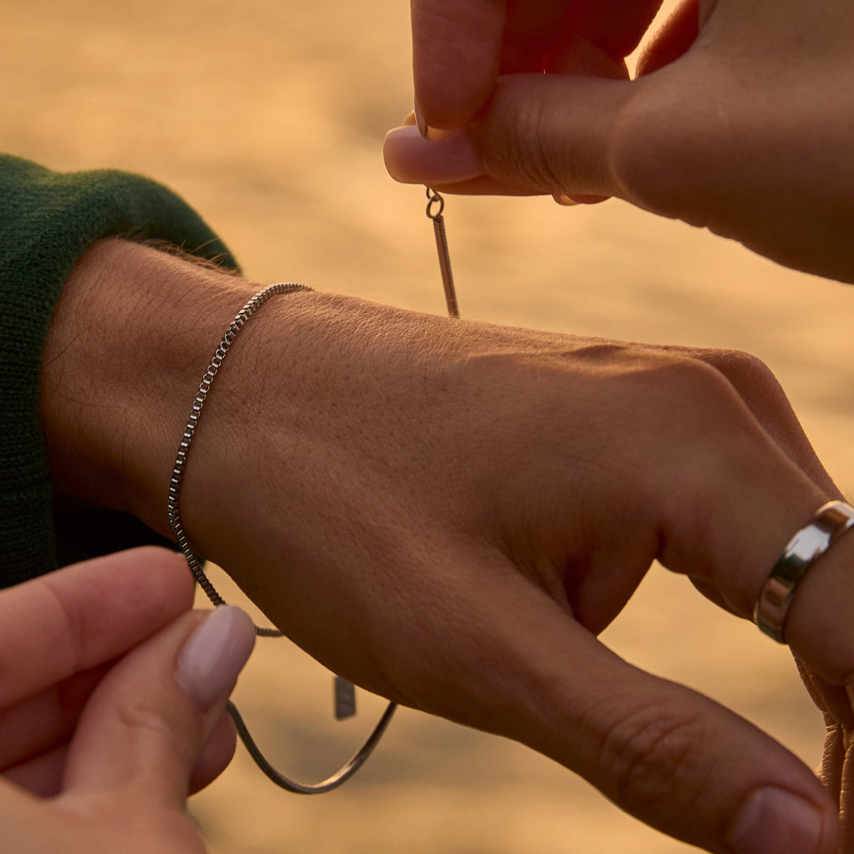 Minimal Box Bracelet - delicate silver chain bracelet fine