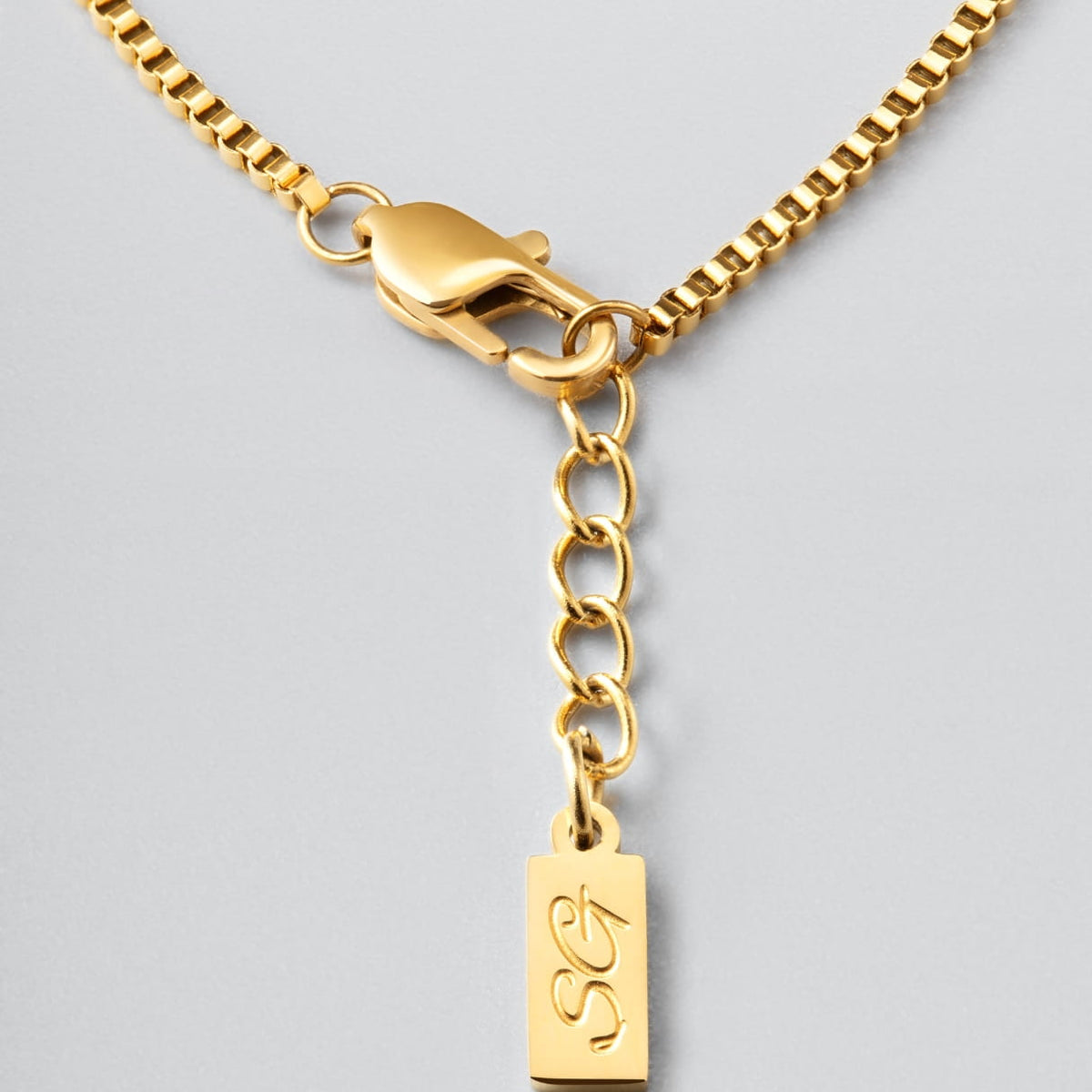 Minimal Box Bracelet - gold-toned box chain necklace lobster