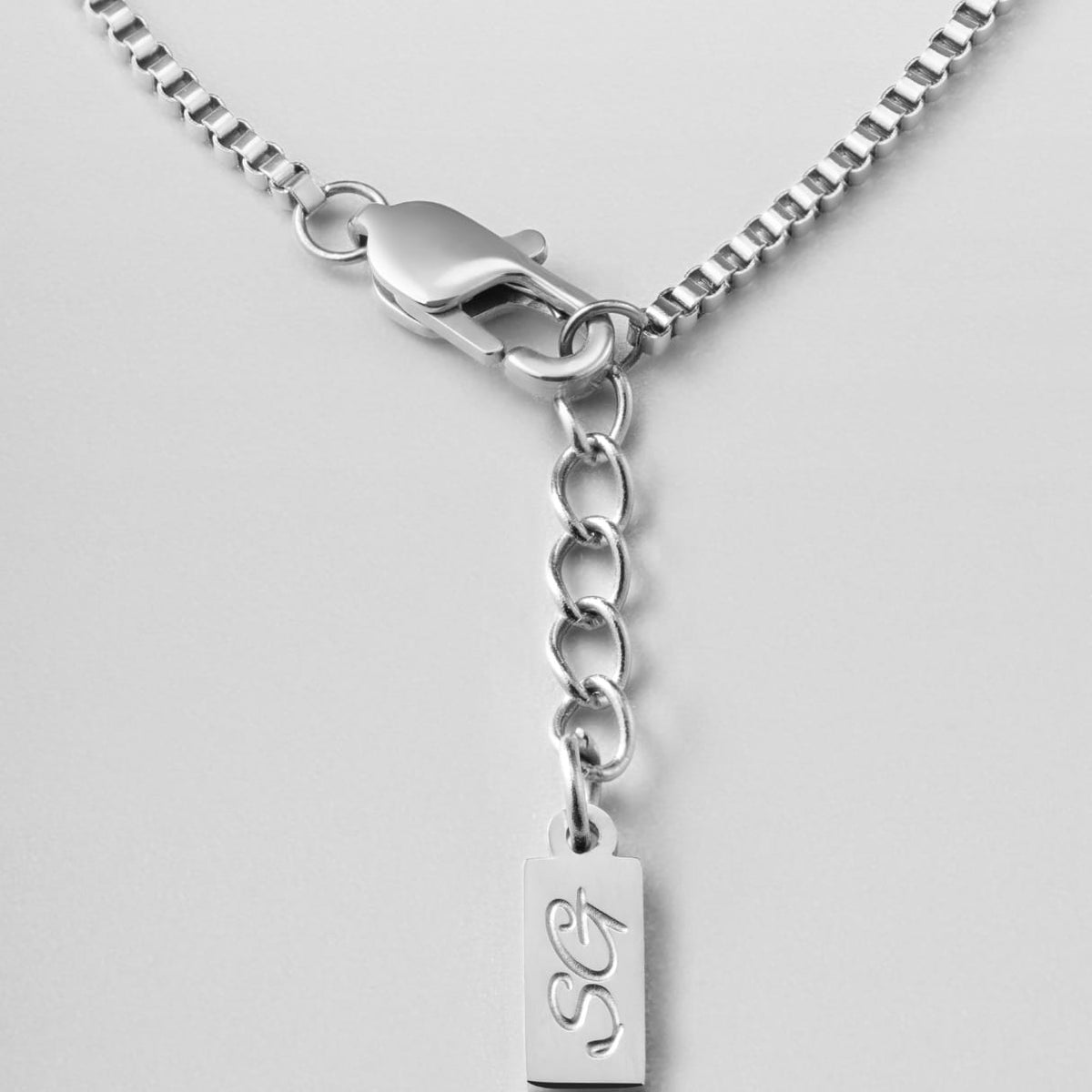 Minimal Box Bracelet - silver rectangular pendant engraved gs