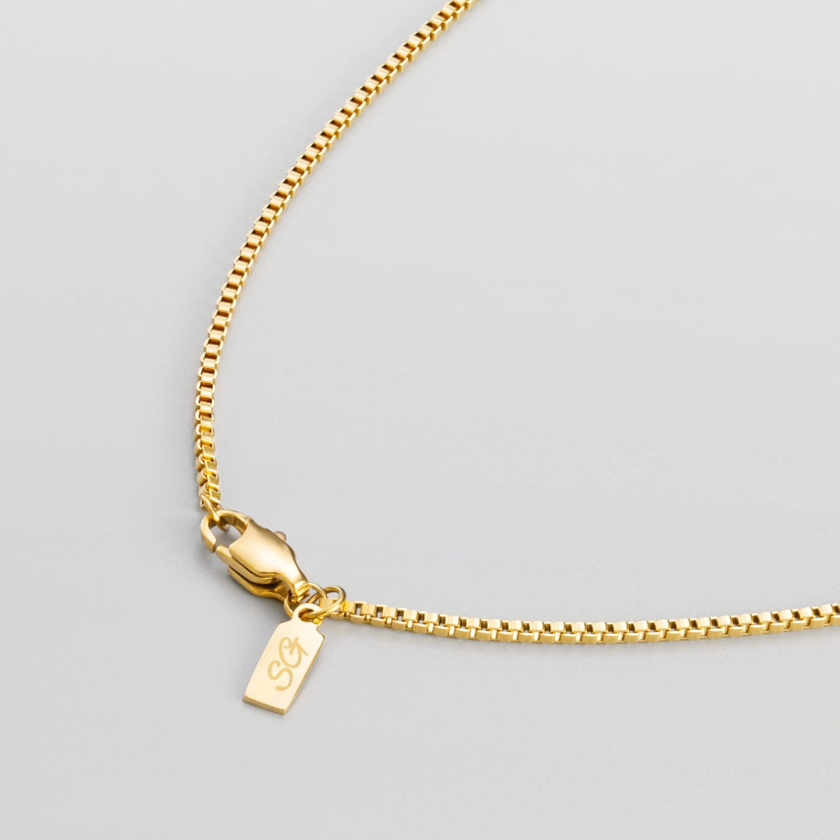 Minimal Box Chain - Gold - gold-colored box chain necklace lobster