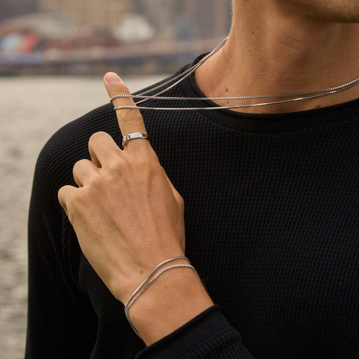 Minimal Box Chain - silver-toned chain necklaces bracelet sleek