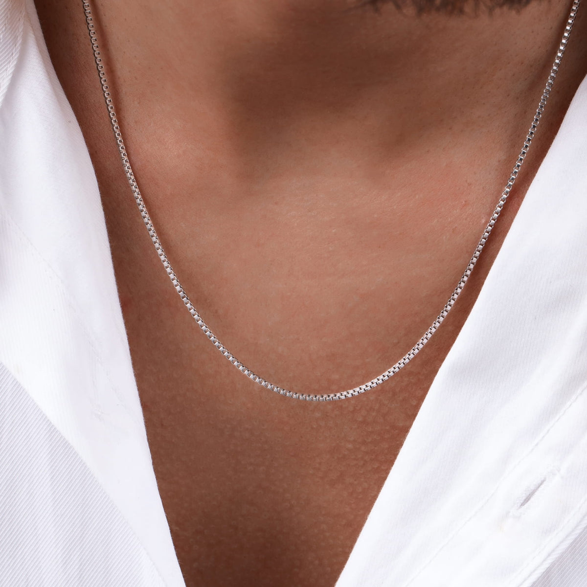 Minimal Box Chain - sleek silver box chain necklace