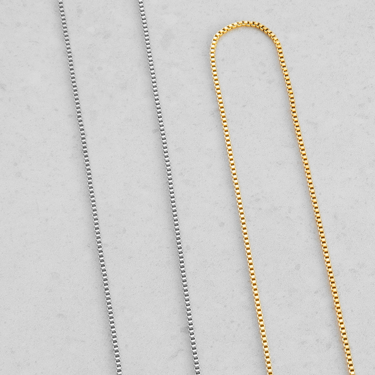 Minimal Box Chain - two gold silver box chain