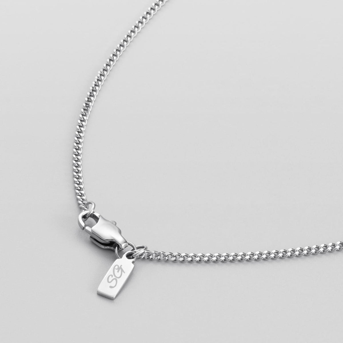 Minimal Curb Chain - Silver - silver-toned curb chain necklace sleek