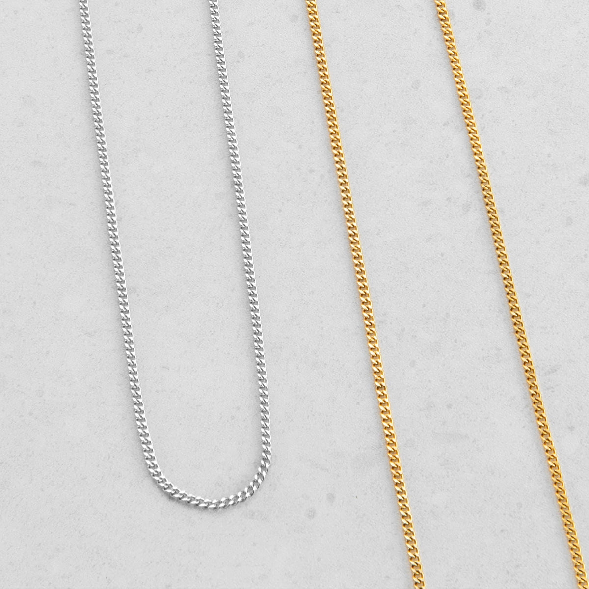 Minimal Curb Chain - two elegant chains silver gold