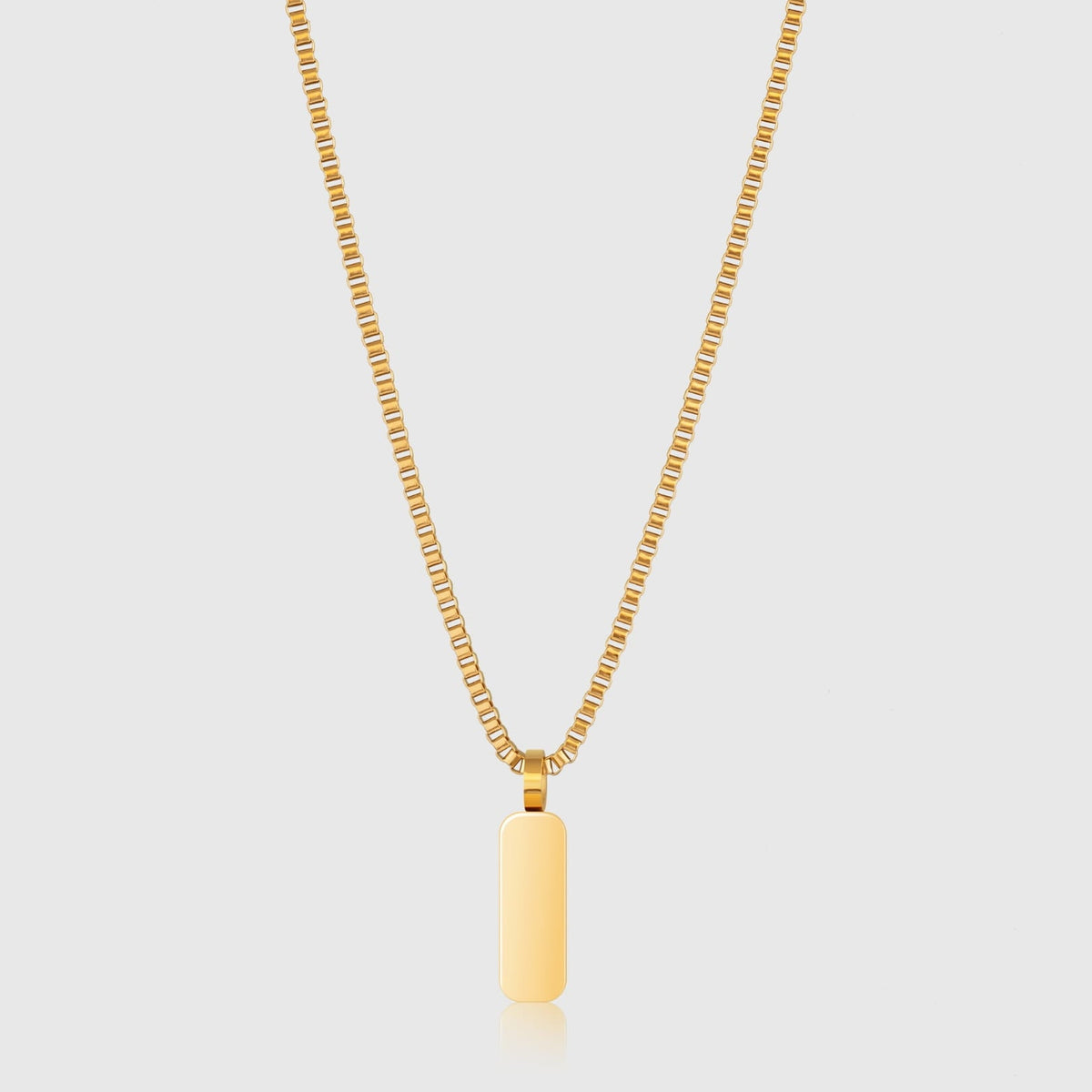 Minimal Pendant & Box Chain - gold-toned rectangular pendant necklace sleek