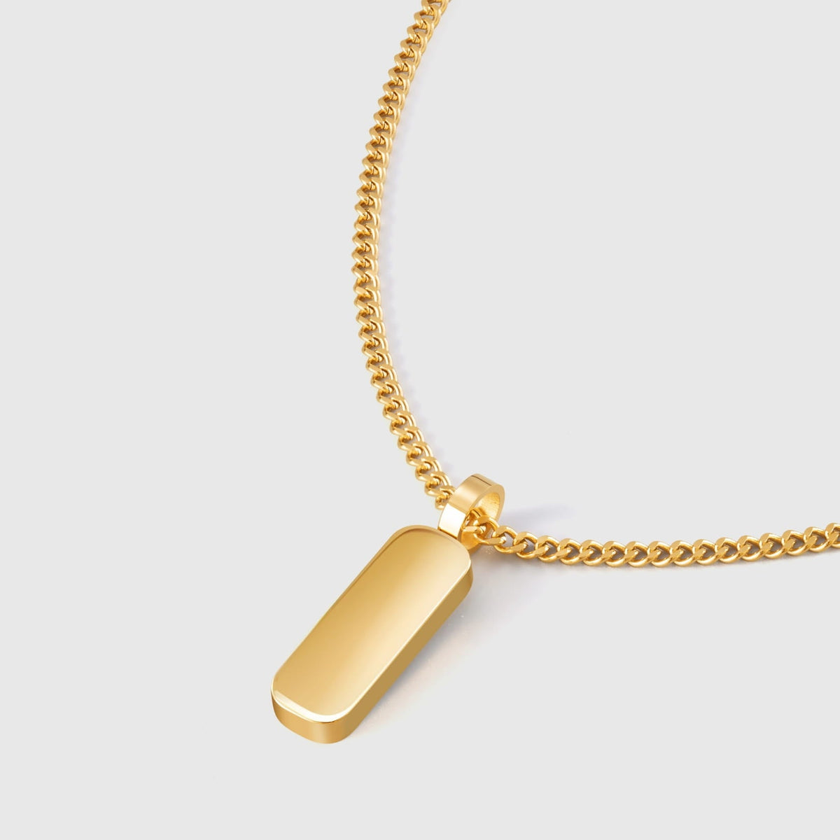 Minimal Pendant & Curb Chain - Gold - gold-toned dog tag pendant gold