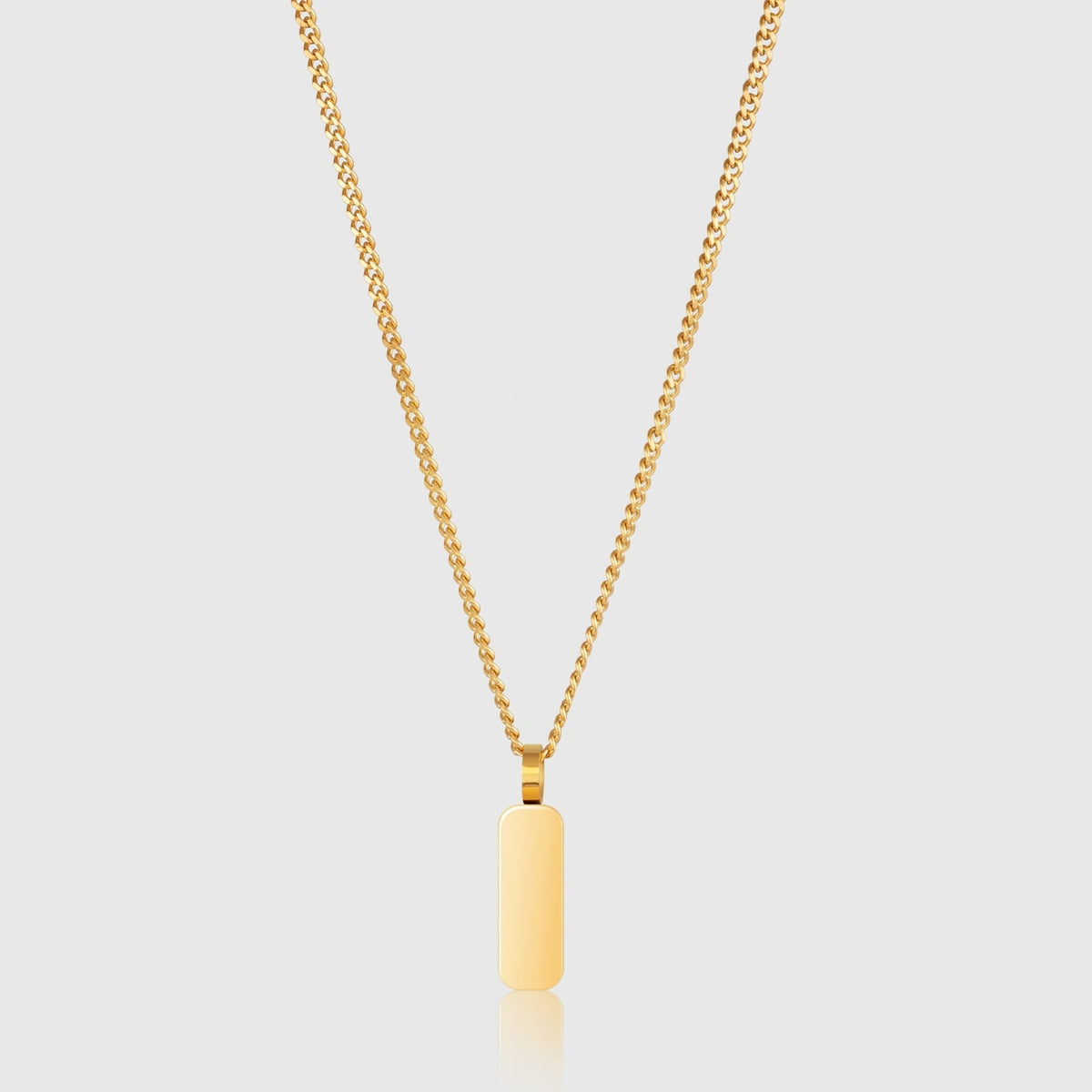 Minimal Pendant & Curb Chain - gold-toned rectangular pendant necklace sleek