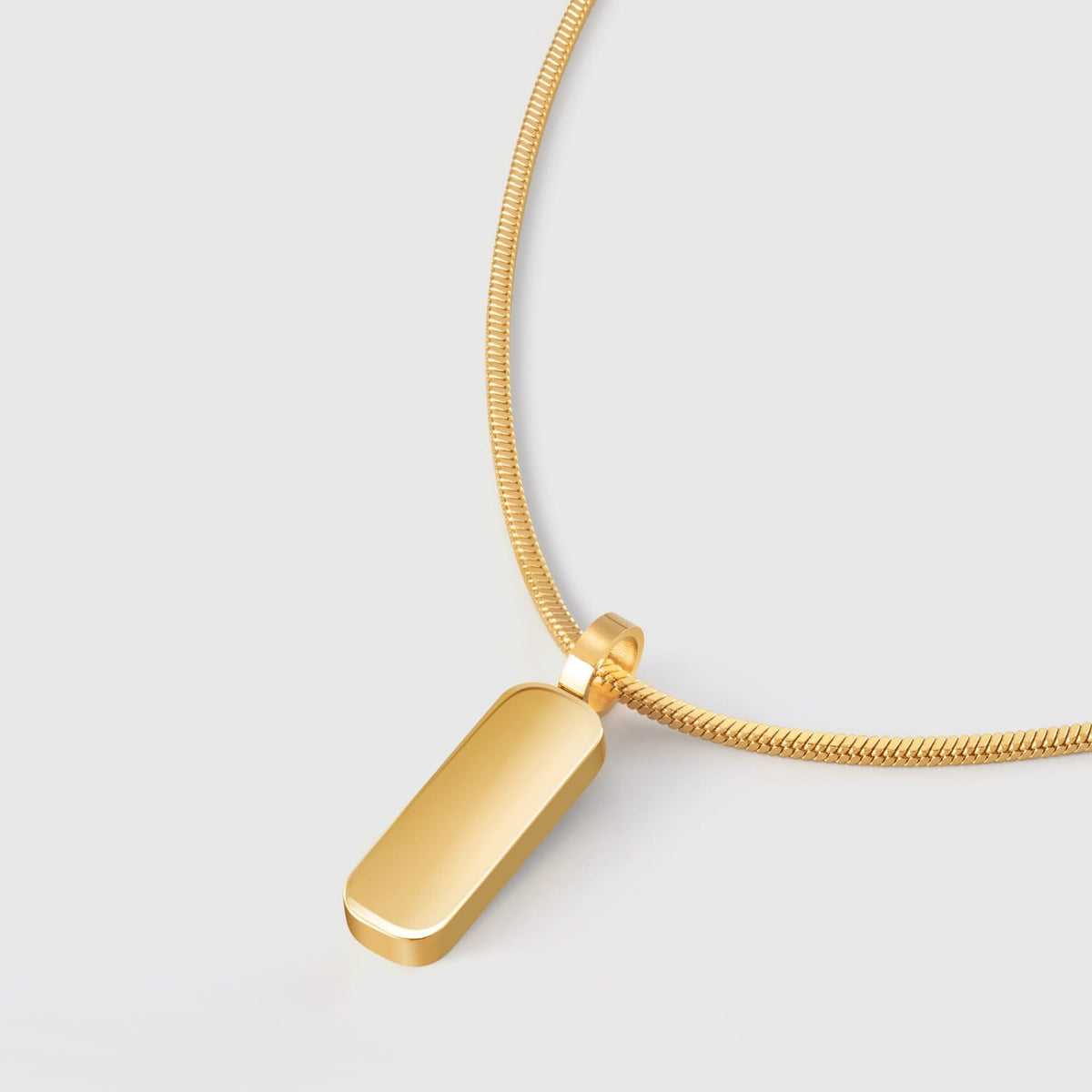 Minimal Pendant & Square Chain - Gold - gold-toned rectangular dog tag pendant