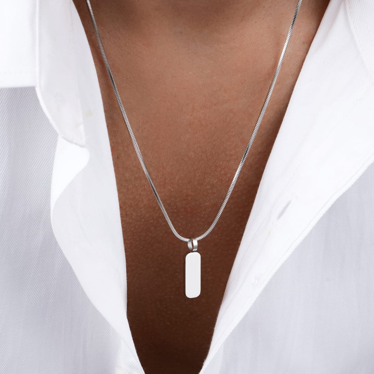 Minimal Pendant & Square Chain - silver snake chain necklace minimalist