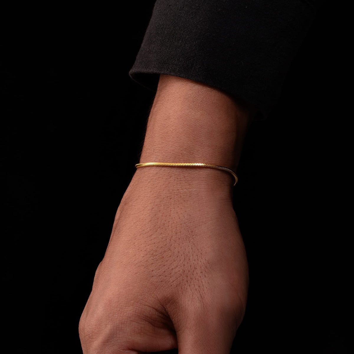 Minimal Square Bracelet - gold snake chain bracelet worn