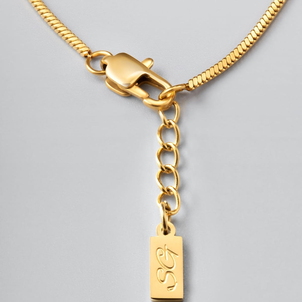Minimal Square Bracelet - gold-toned snake chain necklace rectangular