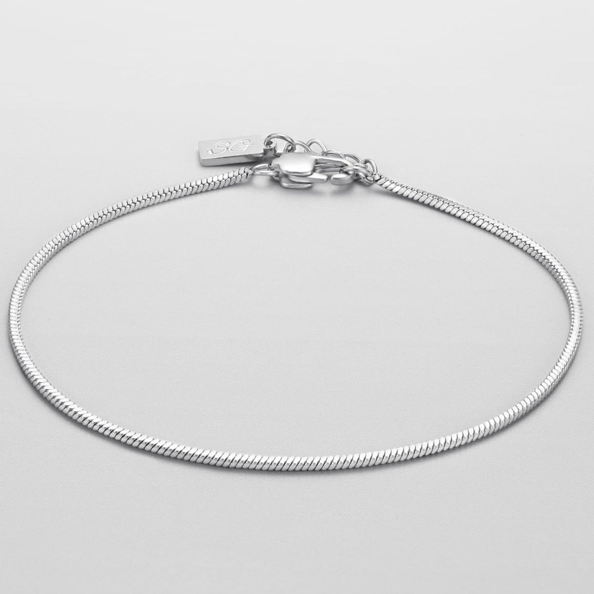 Minimal Square Bracelet - Silver - silver snake chain anklet sleek
