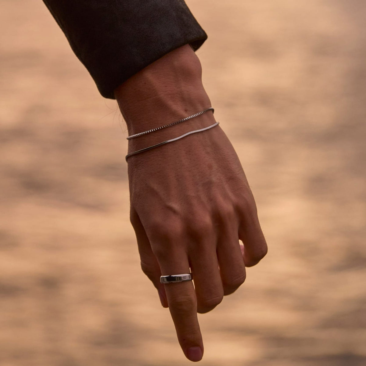 Minimal Square Bracelet - sleek silver ring minimalist design