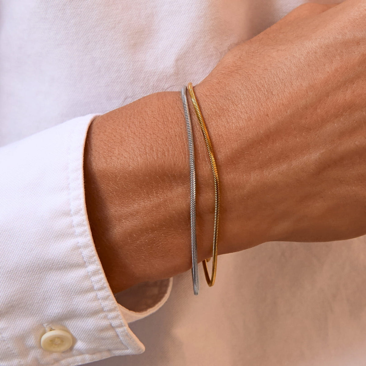 Minimal Square Bracelet - two slender snake chain bracelets