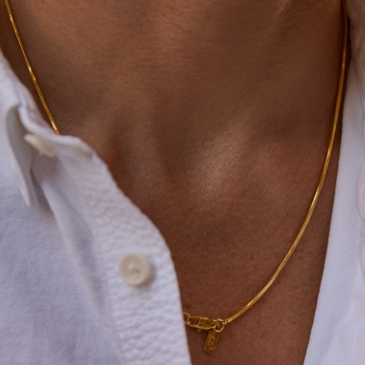 Minimal Square Chain - delicate gold snake chain necklace