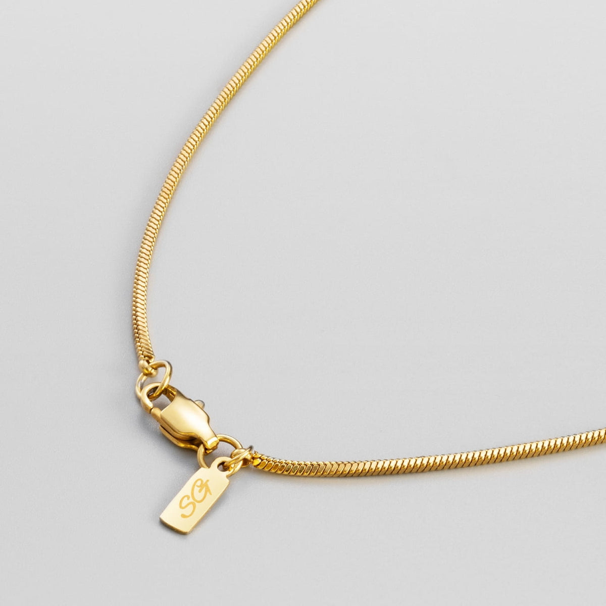 Minimal Square Chain - Gold - gold snake chain necklace rectangular