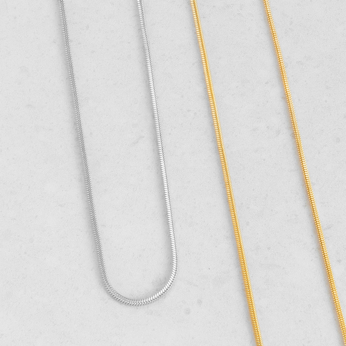 Minimal Square Chain - silver gold snake chain necklaces