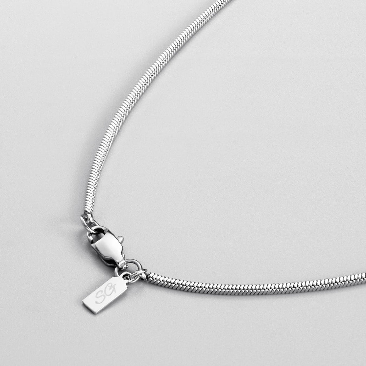 Minimal Square Chain - Silver - silver snake chain necklace sleek