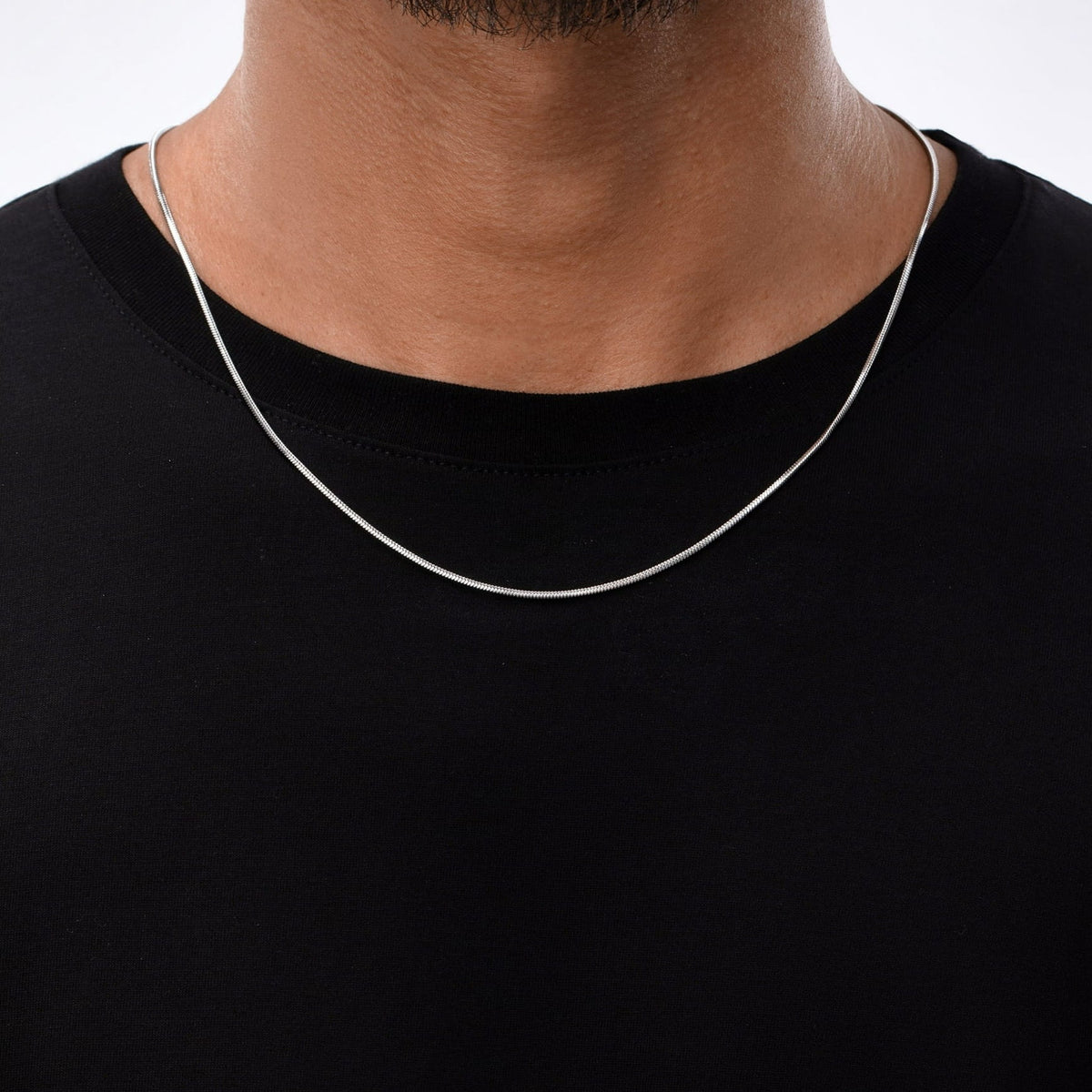 Minimal Square Chain - silver snake chain necklace