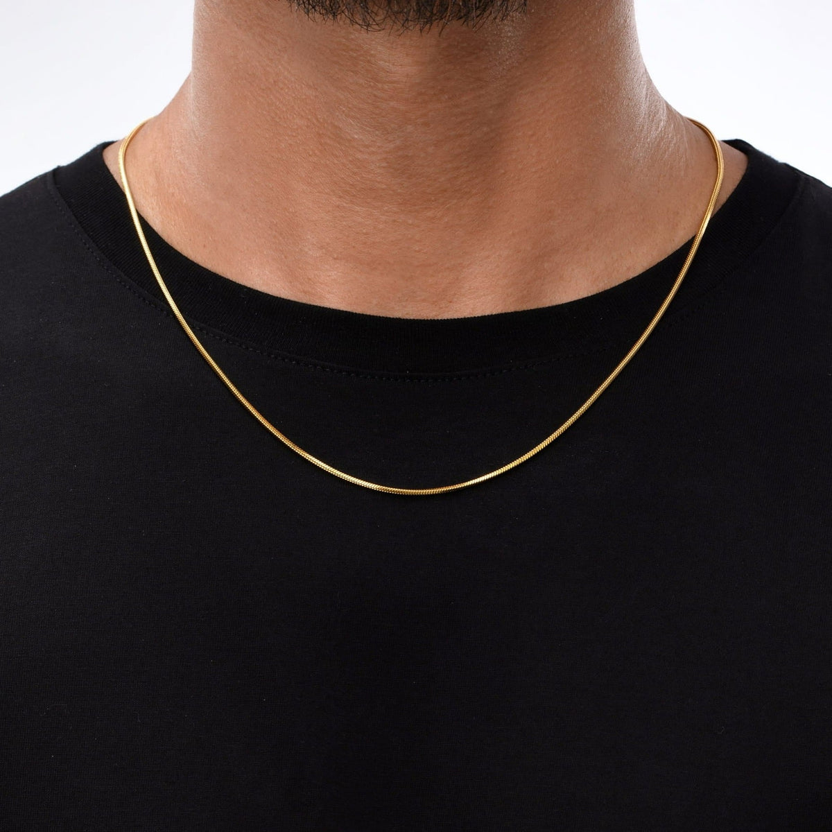 Minimal Square Chain - sleek gold-colored snake chain necklace