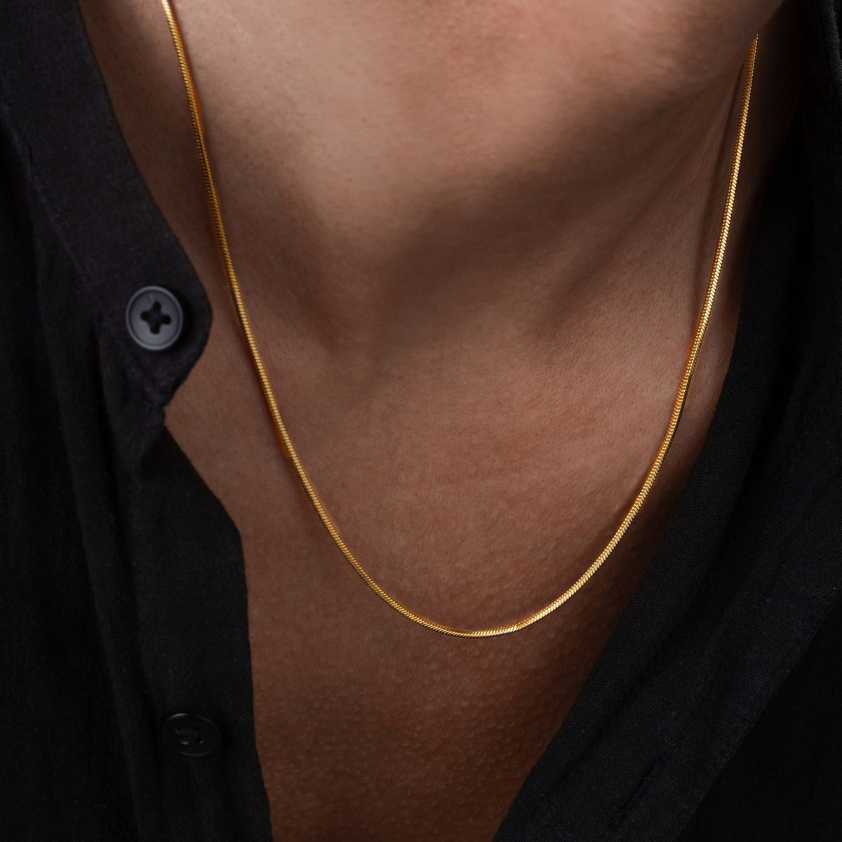 Minimal Square Chain - sleek gold-colored snake chain necklace