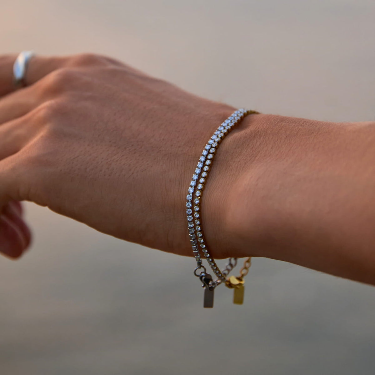 Minimal Tennis Bracelet - delicate silver tennis bracelet adorned