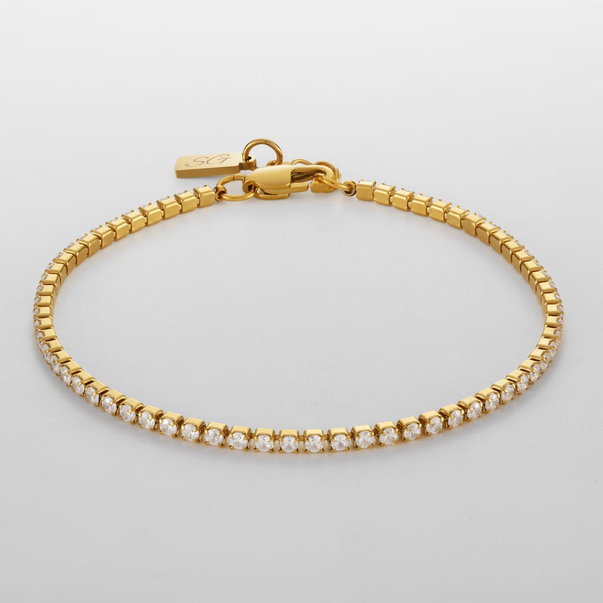 Minimal Tennis Bracelet - Gold - gold-tone tennis bracelet row clear