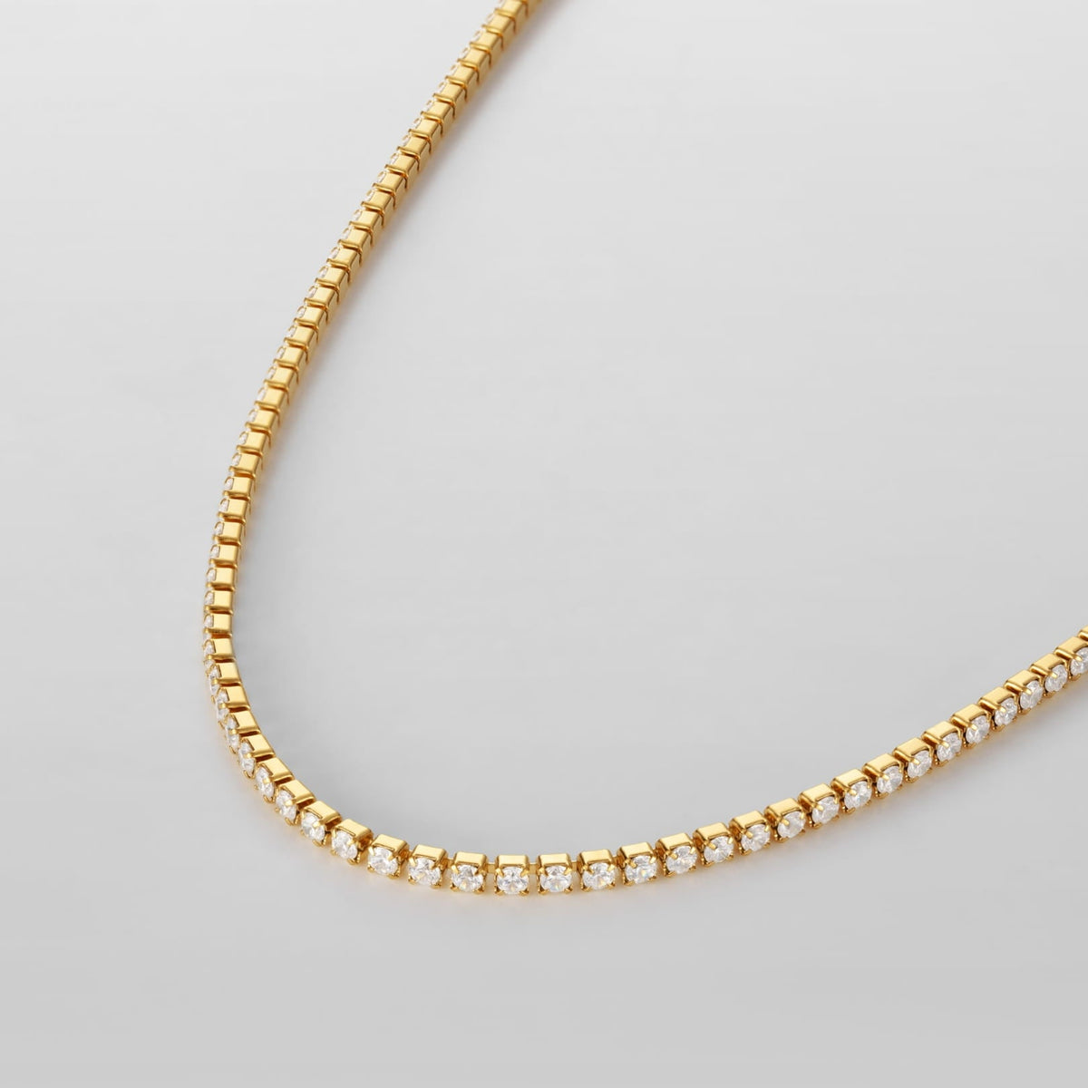 Minimal Tennis Necklace - Gold - gold tennis necklace clear cubic