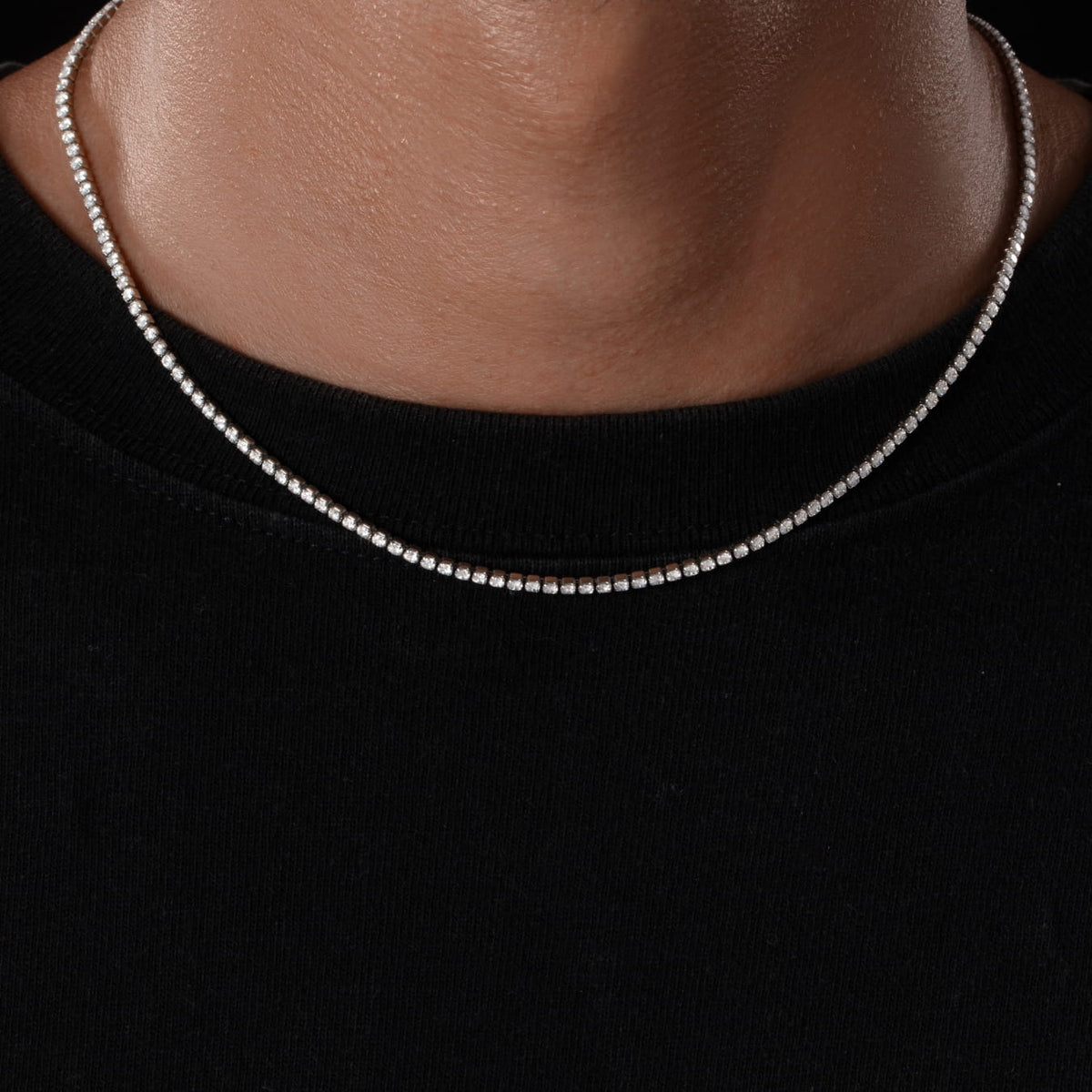 Minimal Tennis Necklace - silver tennis necklace delicate beaded