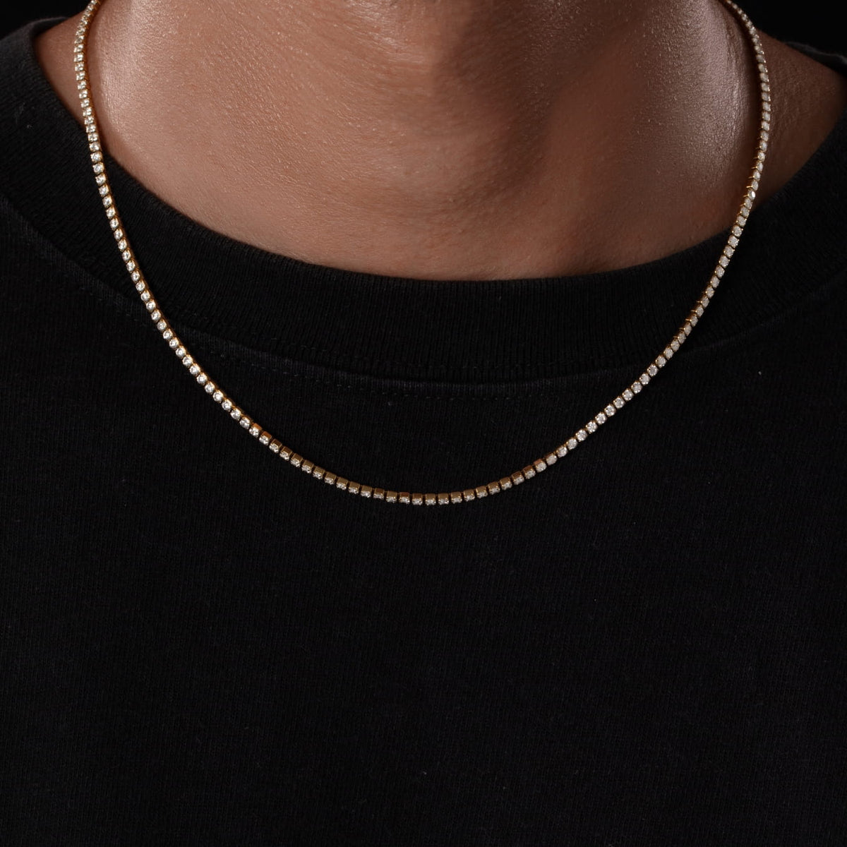 Minimal Tennis Necklace - sleek rose gold tennis necklace