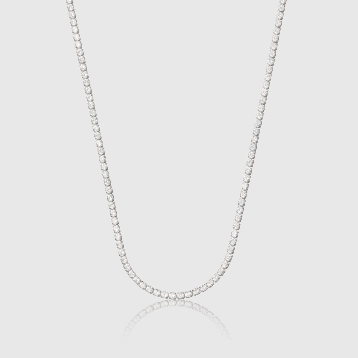 Minimal Tennis Necklace - sleek silver-toned tennis necklace continuous