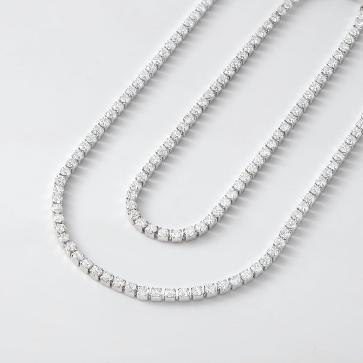 Minimal Tennis Set - Silver - silver tennis necklace continuous line