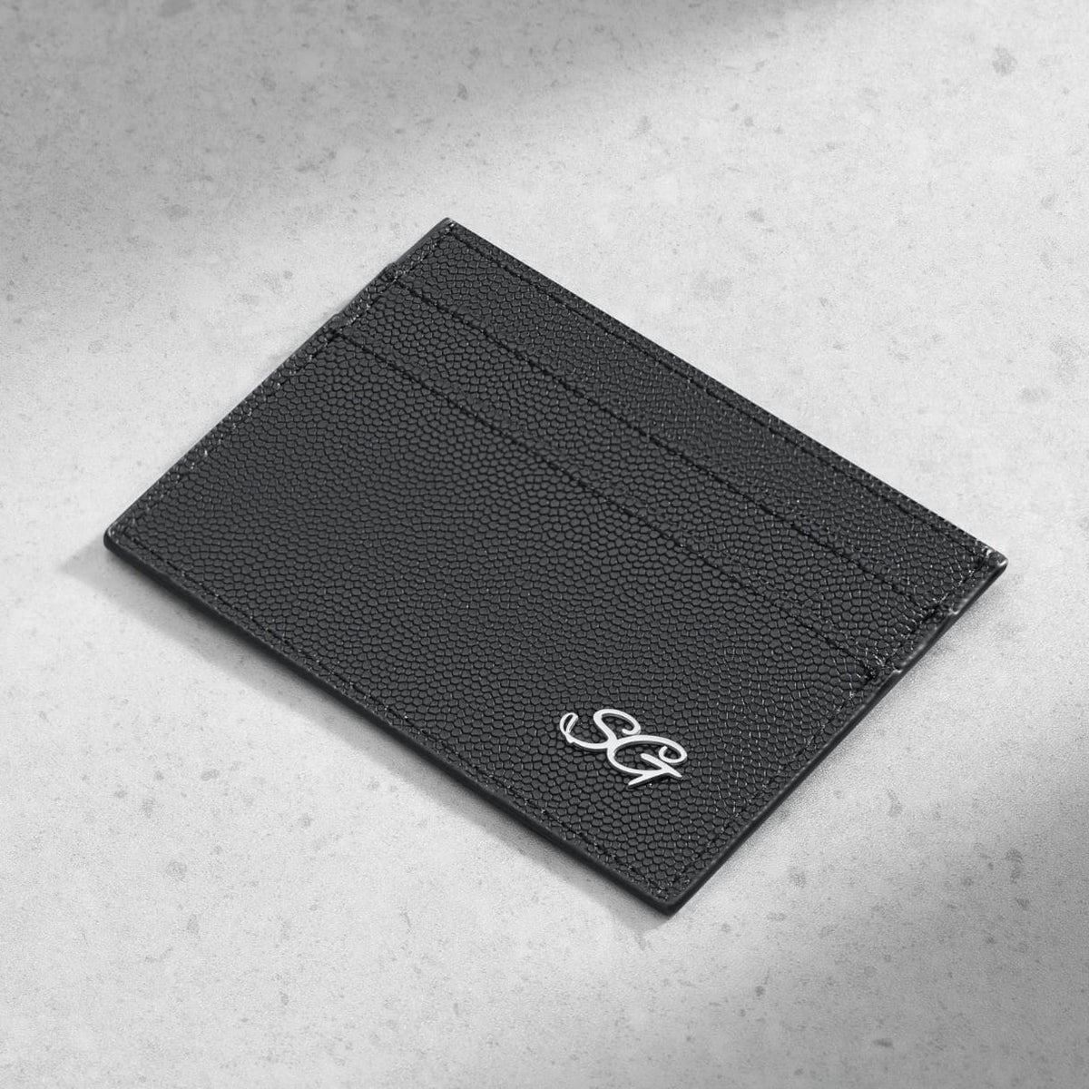 Minimal Wallet - Midnight Black - black textured leather card holder