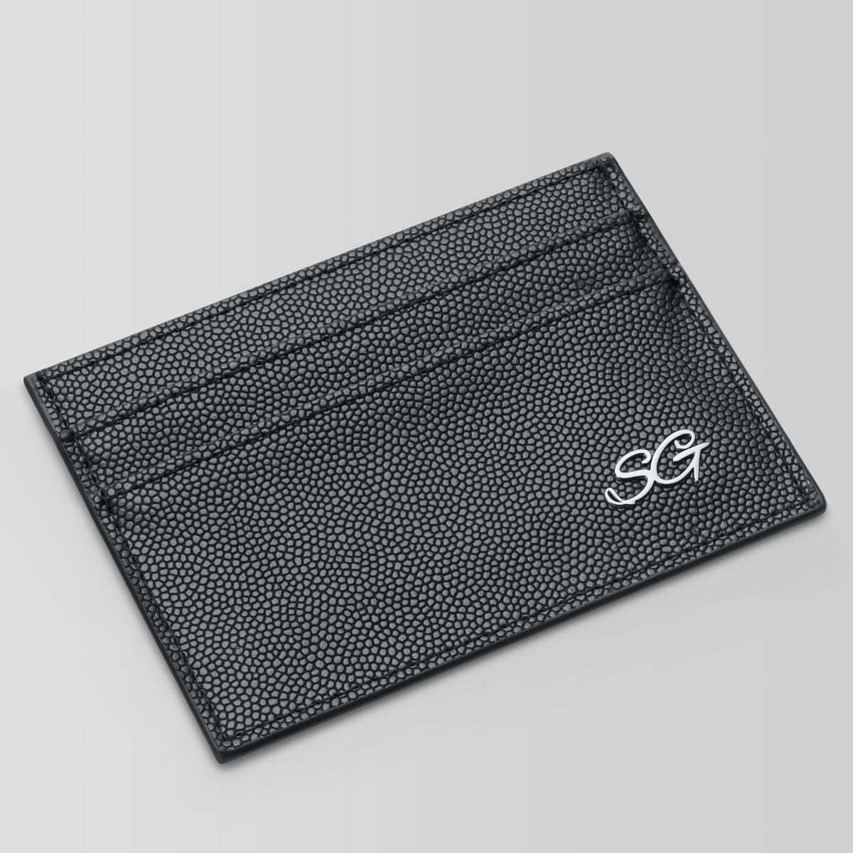 Minimal Wallet - Midnight Black - black textured leather card holder