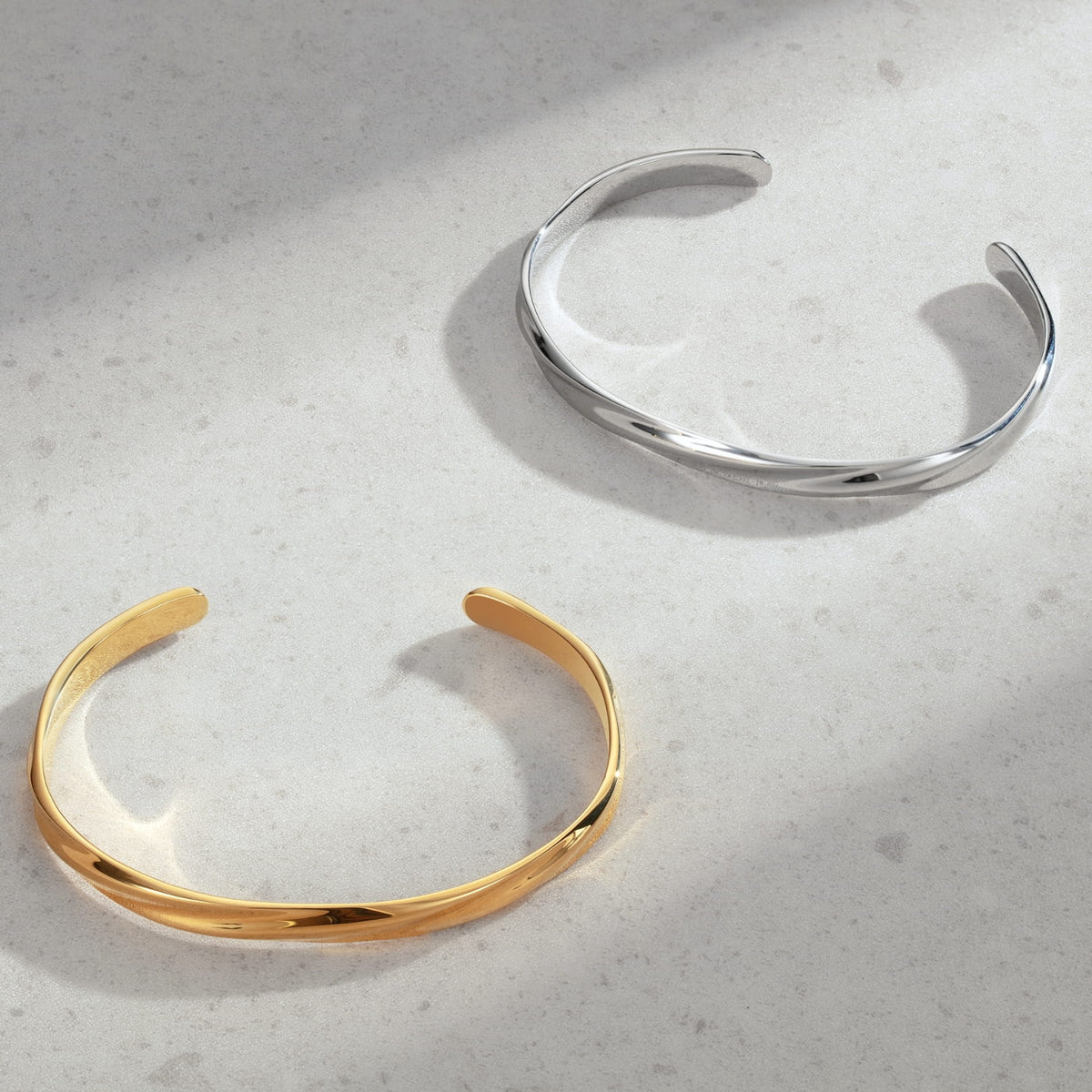 Twisted Unisize Cuff - gold silver twisted cuff bracelets
